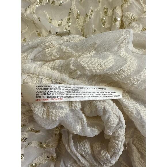 Free People Gold Sequin Blouse Top Sheer Size Small Party - Picture 9 of 10